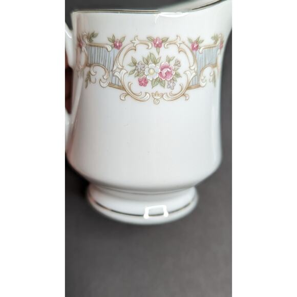 Fine China Japan Roquefort Creamer Sugar Set Silver Trim Floral Pattern - Picture 3 of 9